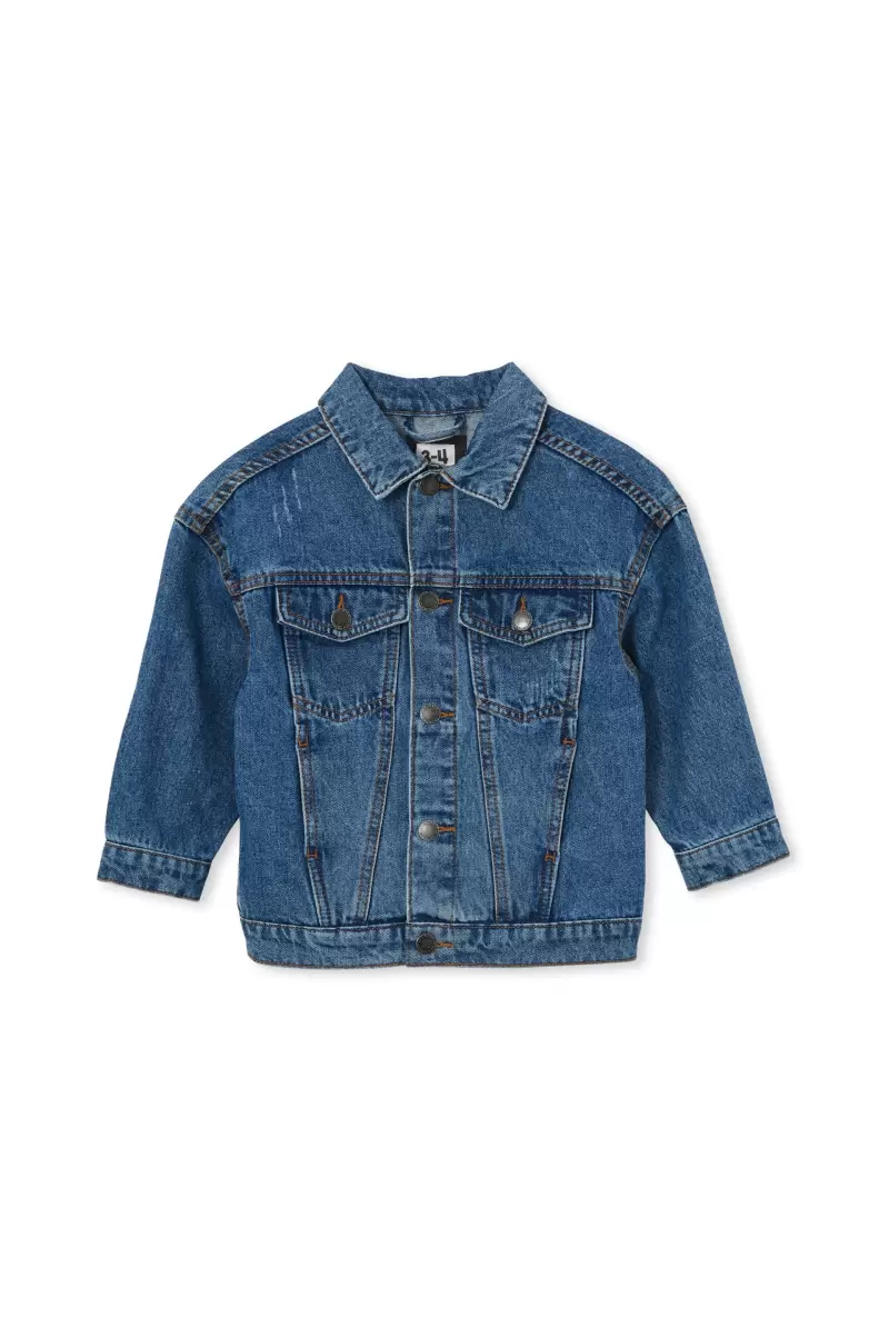 Bondi Mid Blue Jackets & Sweaters Girls 2-14 Cotton On Oversized Denim Jacket Efficient - 3