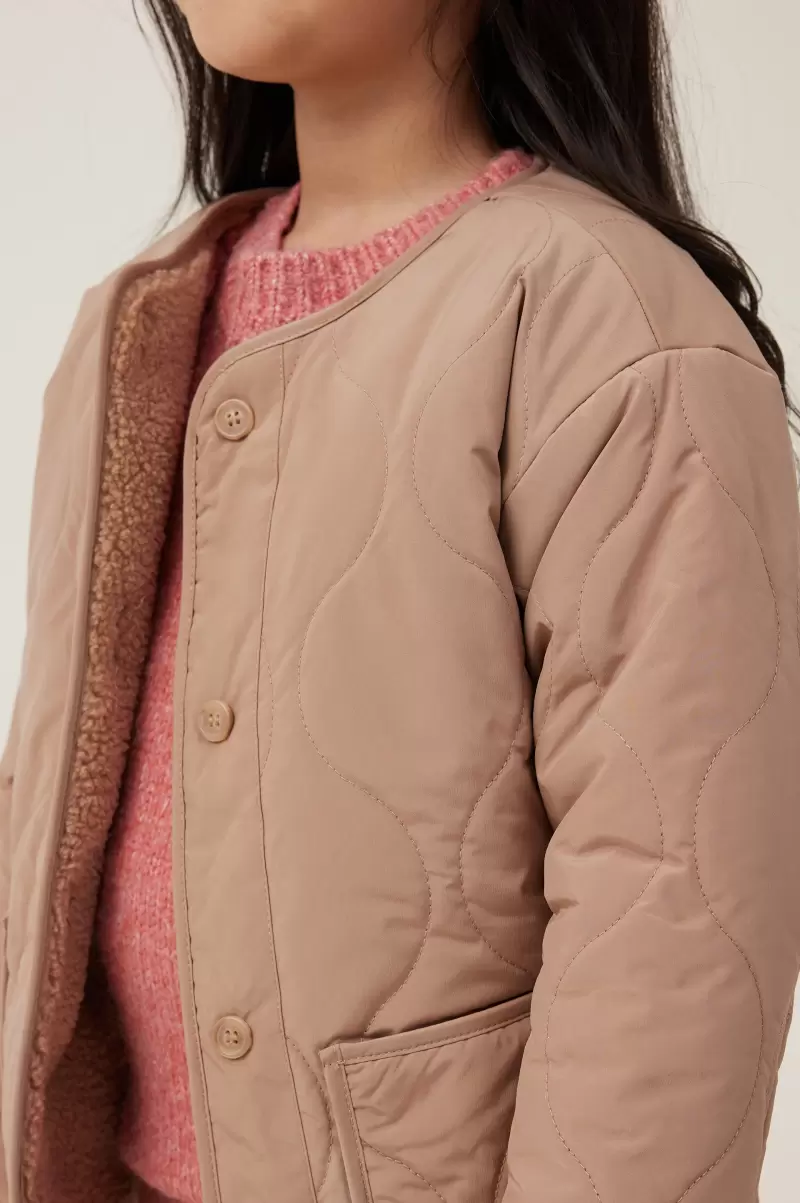 Cotton On Sumptuous Jackets & Sweaters Girls 2-14 Taupy Brown Quincey Quilted Jacket - 2