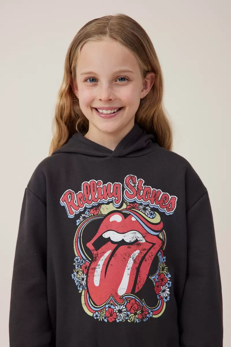Girls 2-14 Lcn Bra Rolling Stones Flowers/Phantom Wash Sweatshirts & Sweatpants License Emerson Hoodie Cotton On Opulent