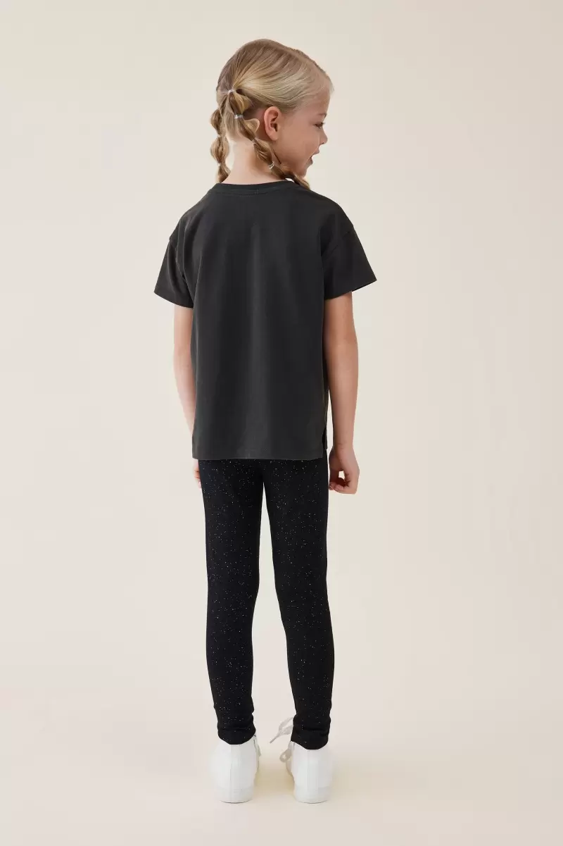Black Holographic Speckle Girls 2-14 Leggings &  Pants & Jeans Cotton On Bargain Huggie Tights - 1