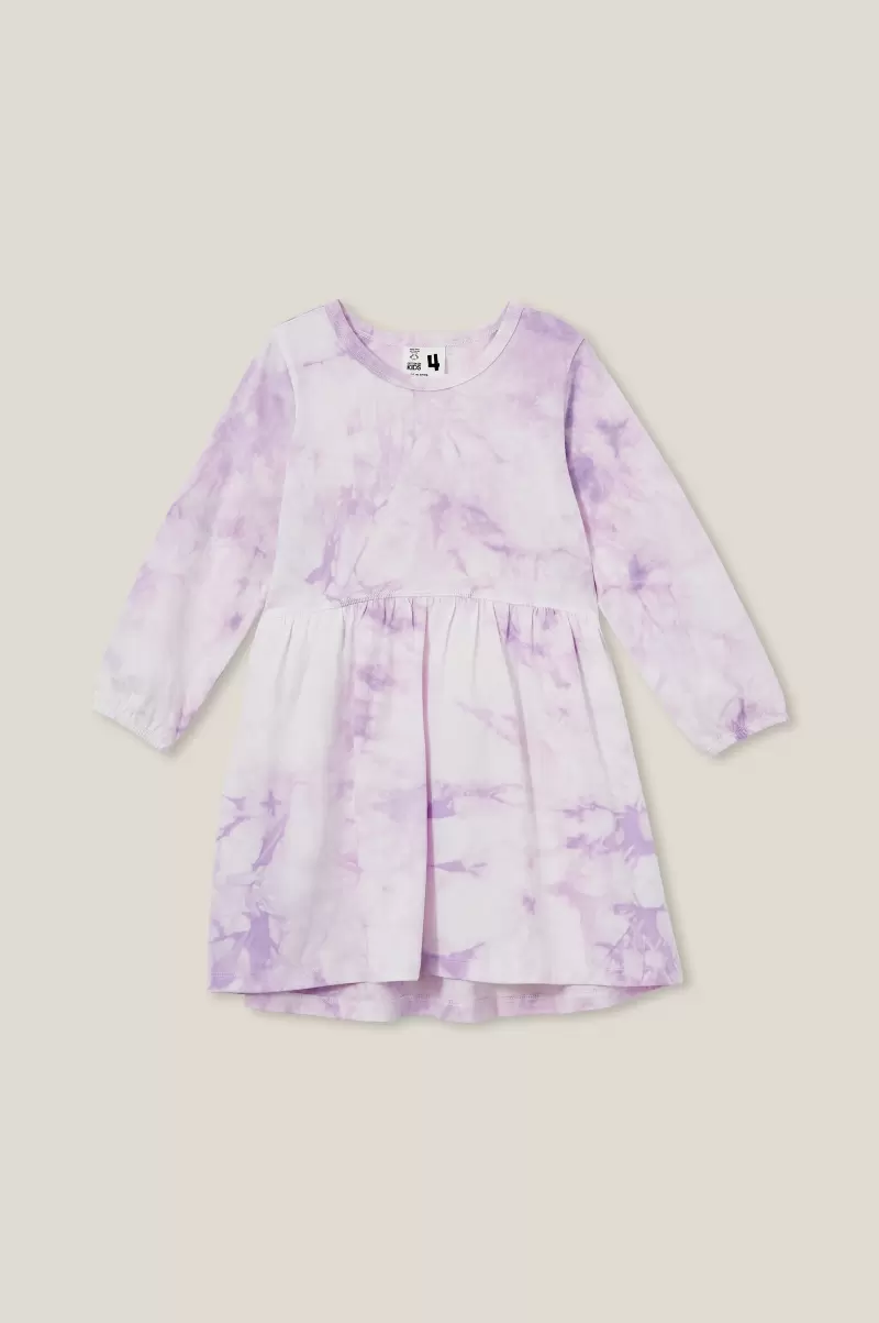 Pioneering Lilac Drop Tie Dye Cotton On Dresses Girls 2-14 Savannah Long Sleeve Dress - 3
