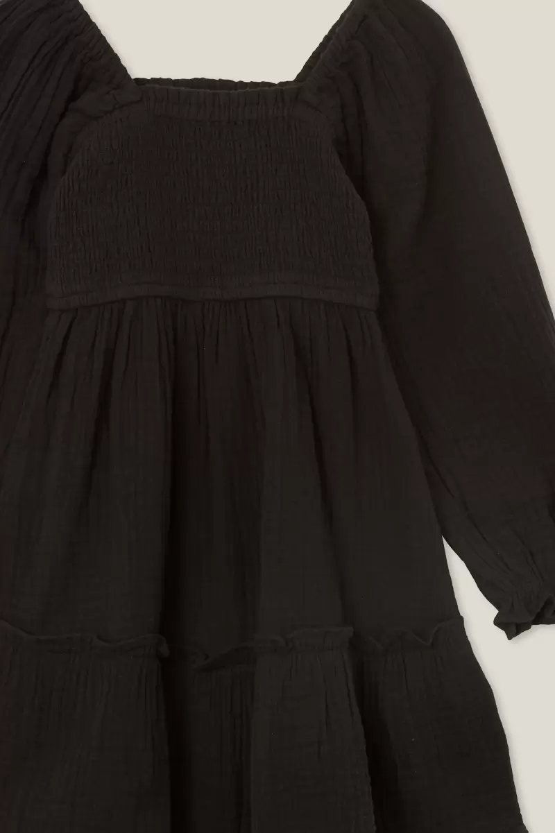 Cotton On Online Abbie Long Sleeve Dress Dresses Black Girls 2-14