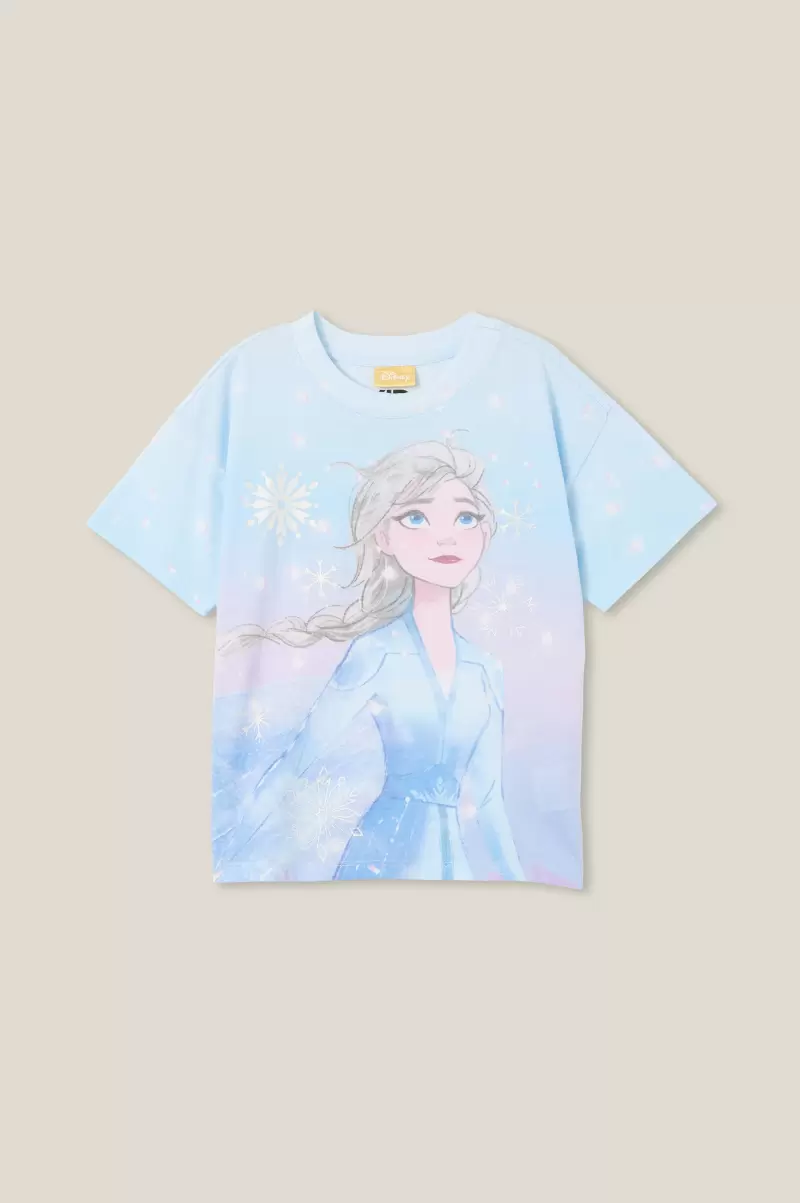 License Drop Shoulder Short Sleeve Tee Tops & T-Shirts Girls 2-14 Lcn Dis Elsa/Morning Blue Store Cotton On - 3