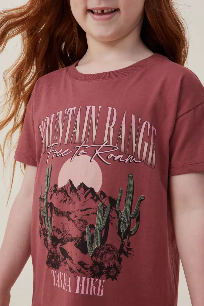 Promo Tops & T-Shirts Girls 2-14 Poppy Short Sleeve Print Tee Cotton On Henna/Mountain Range - 2