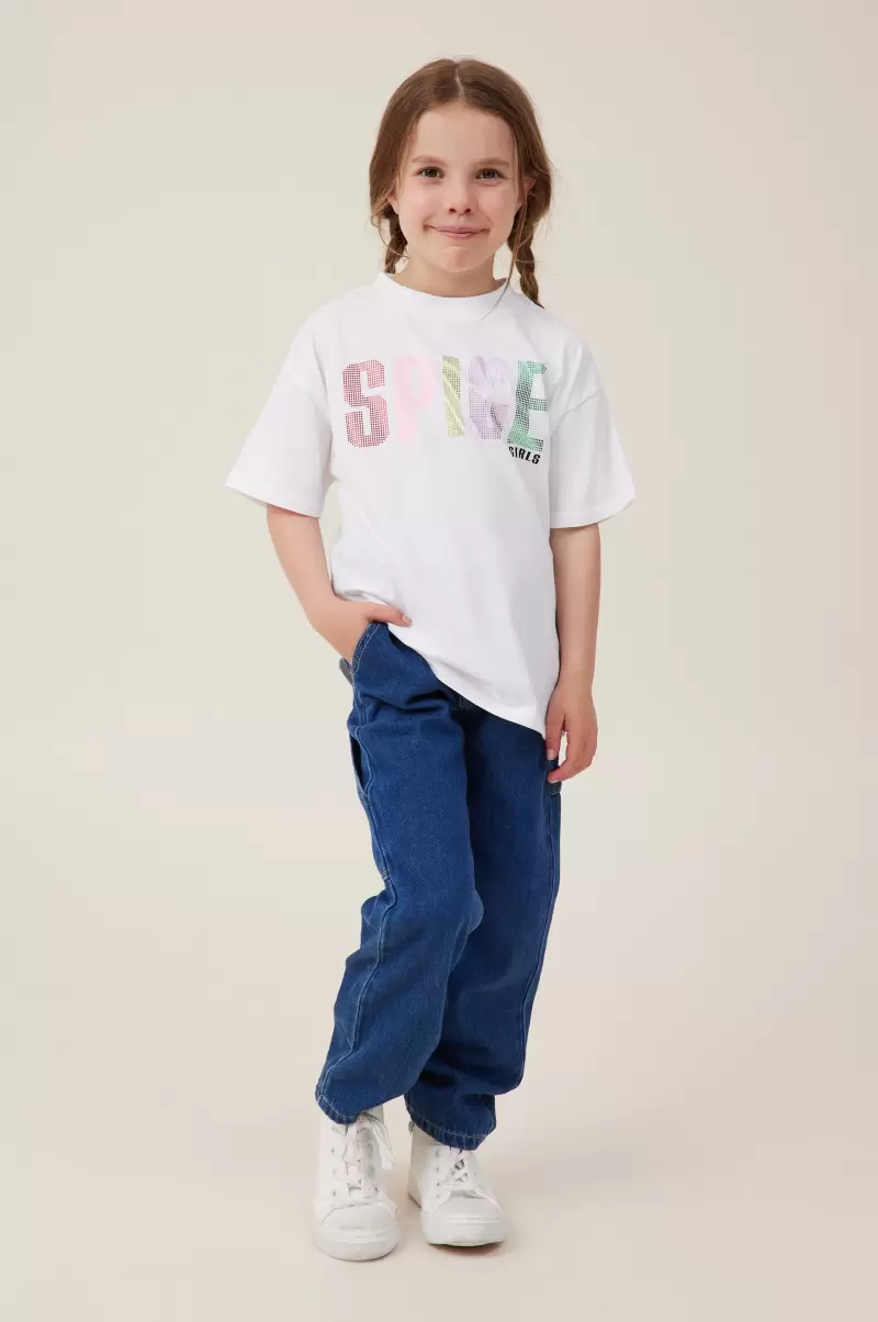 License Drop Shoulder Short Sleeve Tee Tops & T-Shirts Girls 2-14 Lcn Bra Spicegirls/White Tailor-Made Cotton On - 2