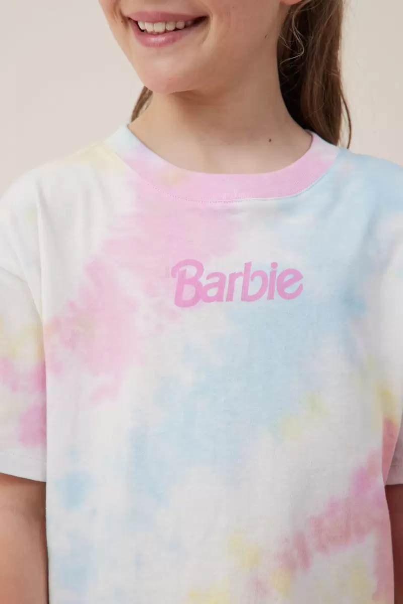Cotton On Girls 2-14 License Drop Shoulder Short Sleeve Tee Lcn Mat Barbie Logo/Pastel Tie Dye 2024 Tops & T-Shirts - 2