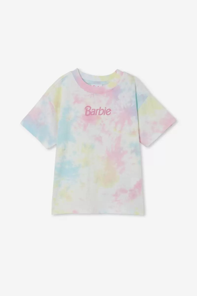 Cotton On Girls 2-14 License Drop Shoulder Short Sleeve Tee Lcn Mat Barbie Logo/Pastel Tie Dye 2024 Tops & T-Shirts - 3