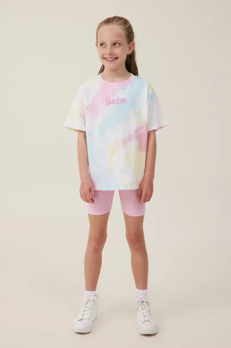 Cotton On Girls 2-14 License Drop Shoulder Short Sleeve Tee Lcn Mat Barbie Logo/Pastel Tie Dye 2024 Tops & T-Shirts