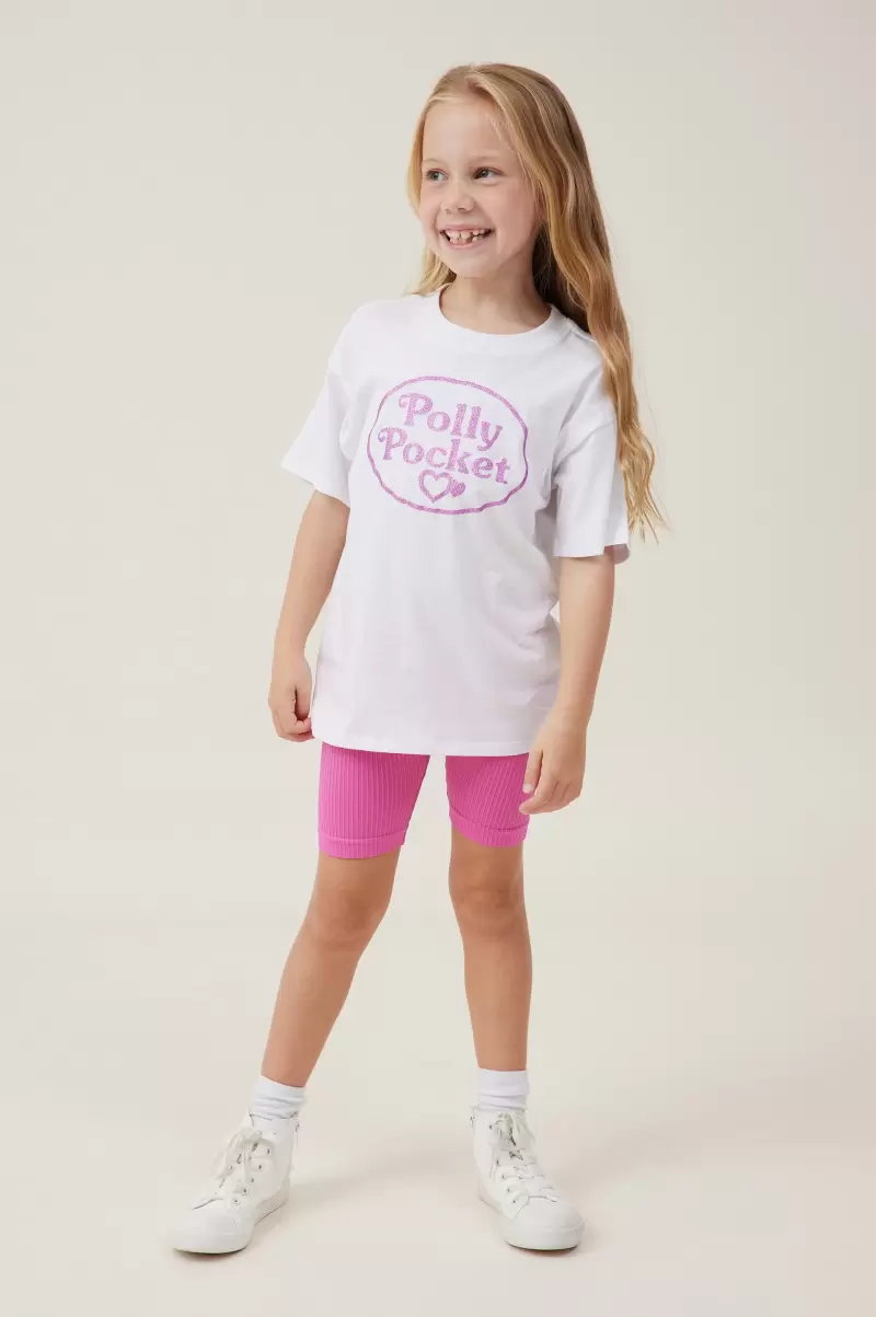 Girls 2-14 License Drop Shoulder Short Sleeve Tee Cotton On Personalized Lcn Mat Polly Pocket/White Tops & T-Shirts - 2