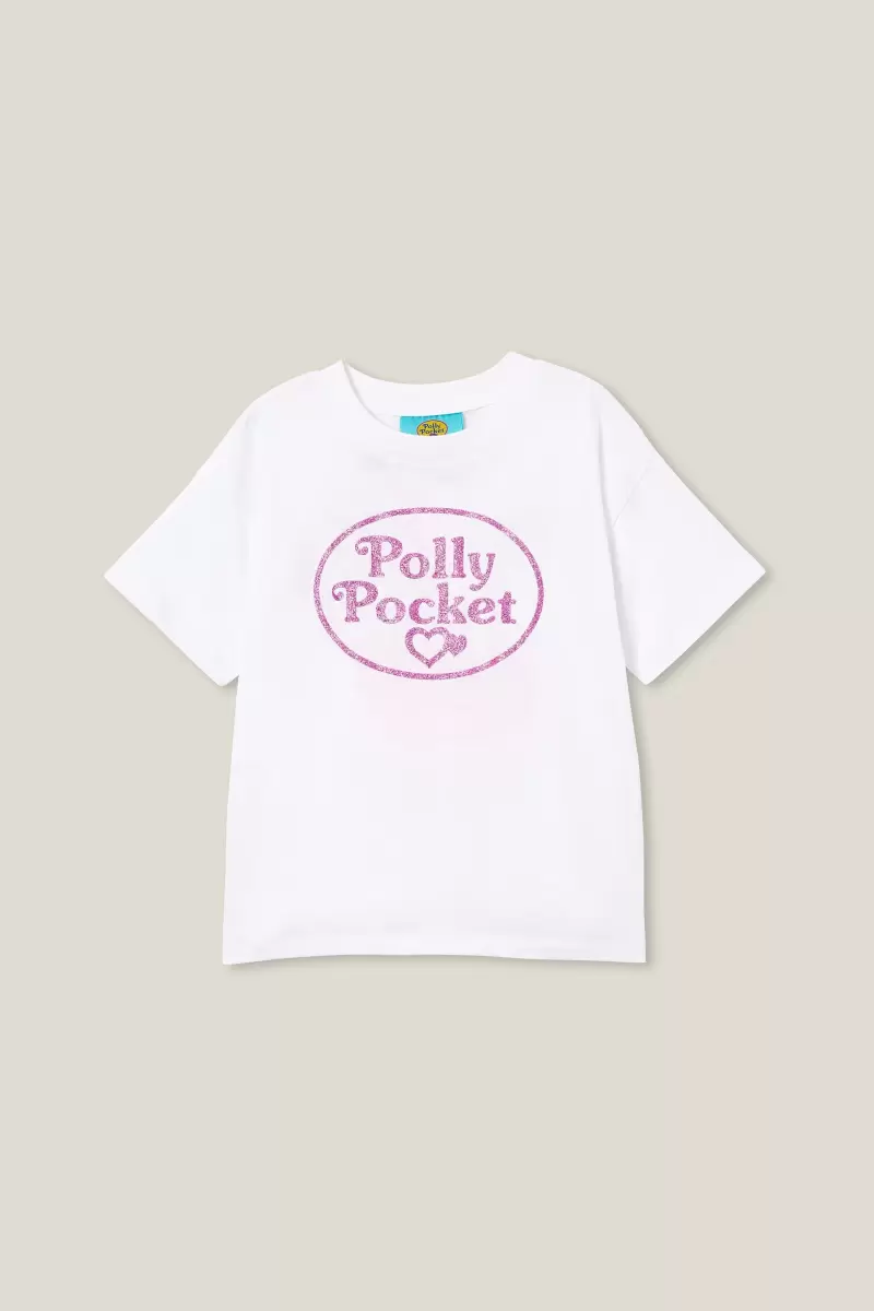 Girls 2-14 License Drop Shoulder Short Sleeve Tee Cotton On Personalized Lcn Mat Polly Pocket/White Tops & T-Shirts - 3