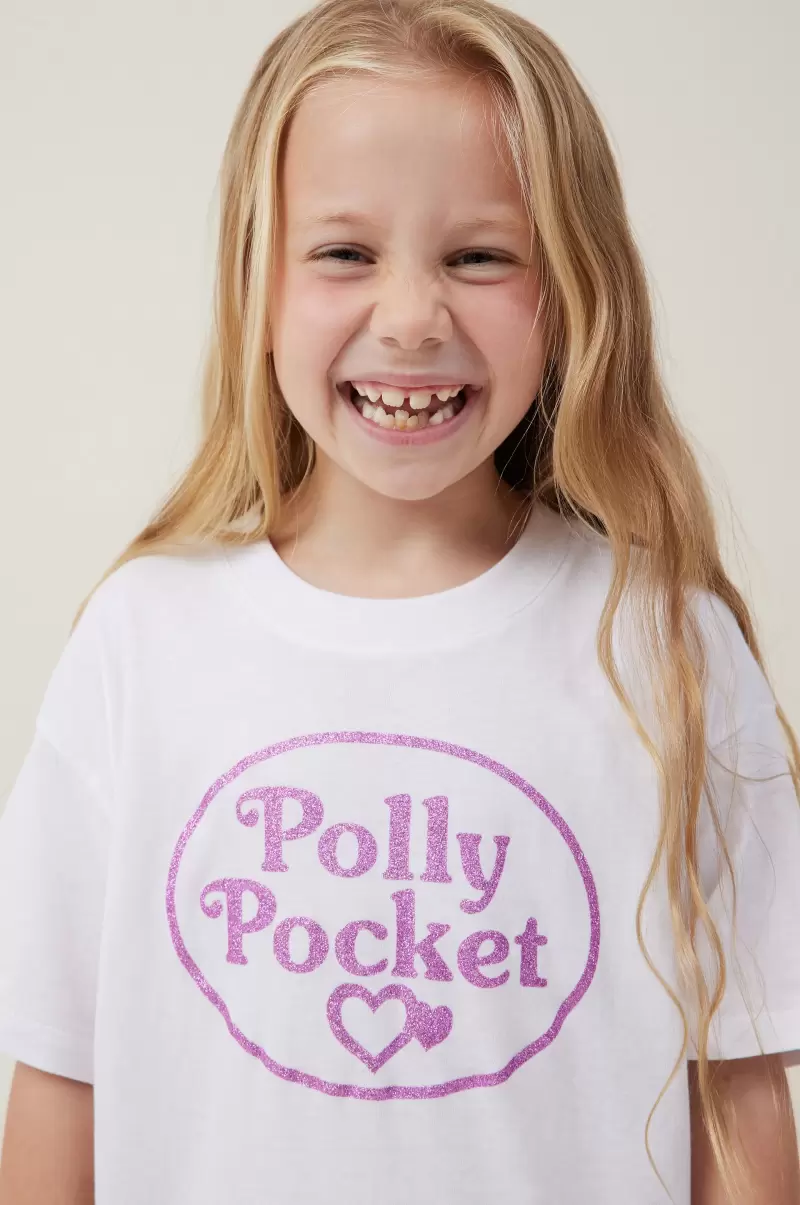 Girls 2-14 License Drop Shoulder Short Sleeve Tee Cotton On Personalized Lcn Mat Polly Pocket/White Tops & T-Shirts