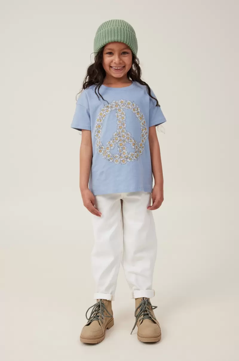 Poppy Short Sleeve Print Tee Tops & T-Shirts Dusty Blue/Peace Daisies Cotton On Innovative Girls 2-14 - 2