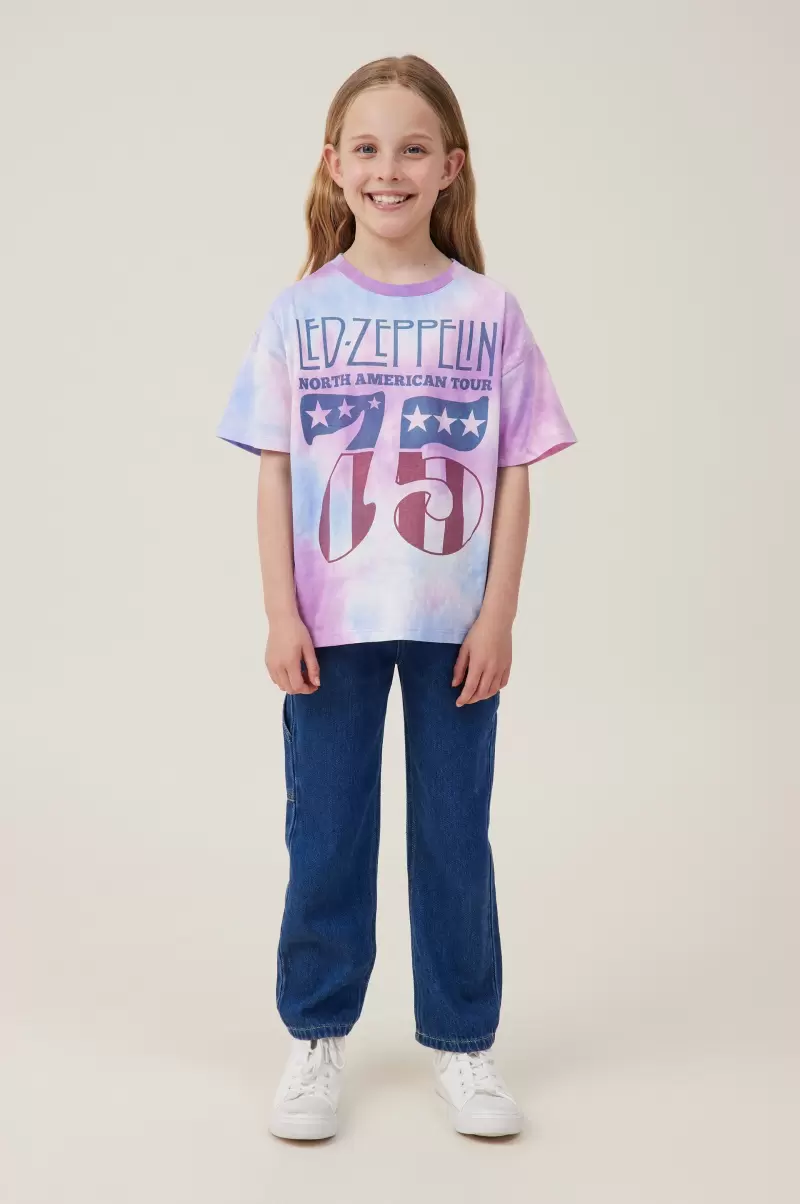 License Drop Shoulder Short Sleeve Tee Fashion Girls 2-14 Lcn Led Led Zeppelin/Tie Dye Tops & T-Shirts Cotton On - 2