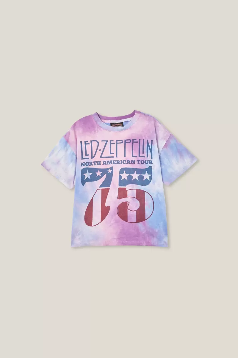 License Drop Shoulder Short Sleeve Tee Fashion Girls 2-14 Lcn Led Led Zeppelin/Tie Dye Tops & T-Shirts Cotton On - 3