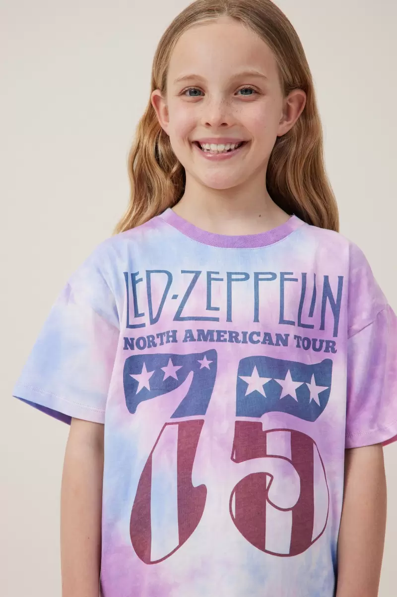 License Drop Shoulder Short Sleeve Tee Fashion Girls 2-14 Lcn Led Led Zeppelin/Tie Dye Tops & T-Shirts Cotton On