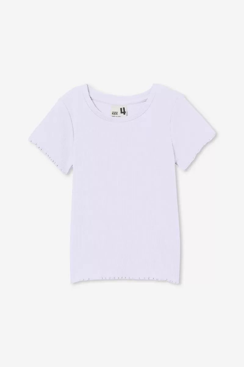 Girls 2-14 Cotton On Classic Tops & T-Shirts Raya Rib Baby Tee Pale Violet - 3