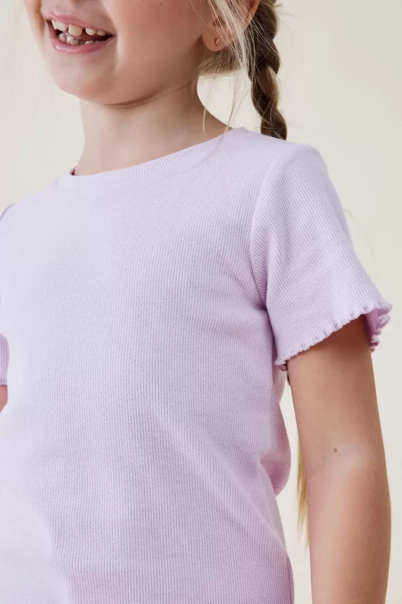 Girls 2-14 Cotton On Classic Tops & T-Shirts Raya Rib Baby Tee Pale Violet