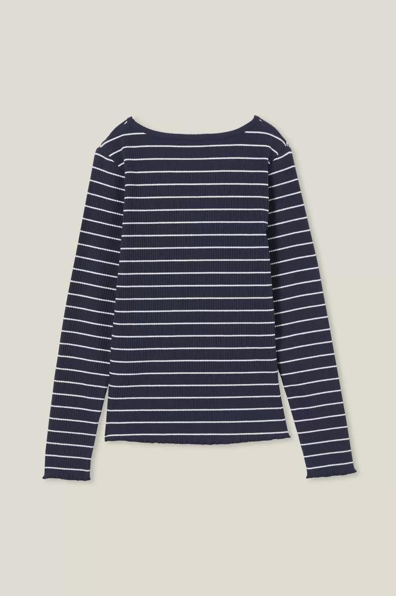 Girls 2-14 Cotton On Navy Blazer/Vanilla Stripe Outlet Jemma Crew Tops & T-Shirts - 1