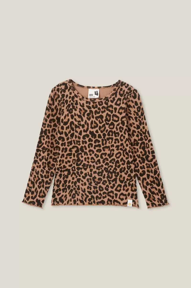 Tops & T-Shirts Cotton On Jade Crew Taupy Brown/Leopard 2024 Girls 2-14 - 3