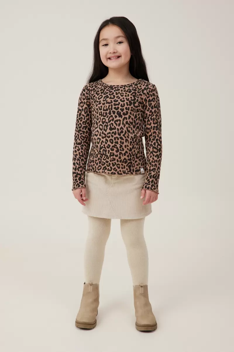 Tops & T-Shirts Cotton On Jade Crew Taupy Brown/Leopard 2024 Girls 2-14