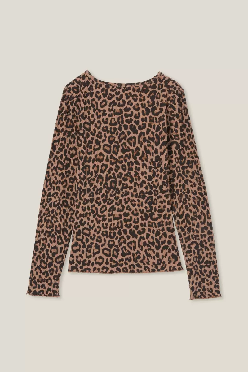 Taupy Brown/Leopard Tops & T-Shirts Jemma Crew Introductory Offer Girls 2-14 Cotton On - 1