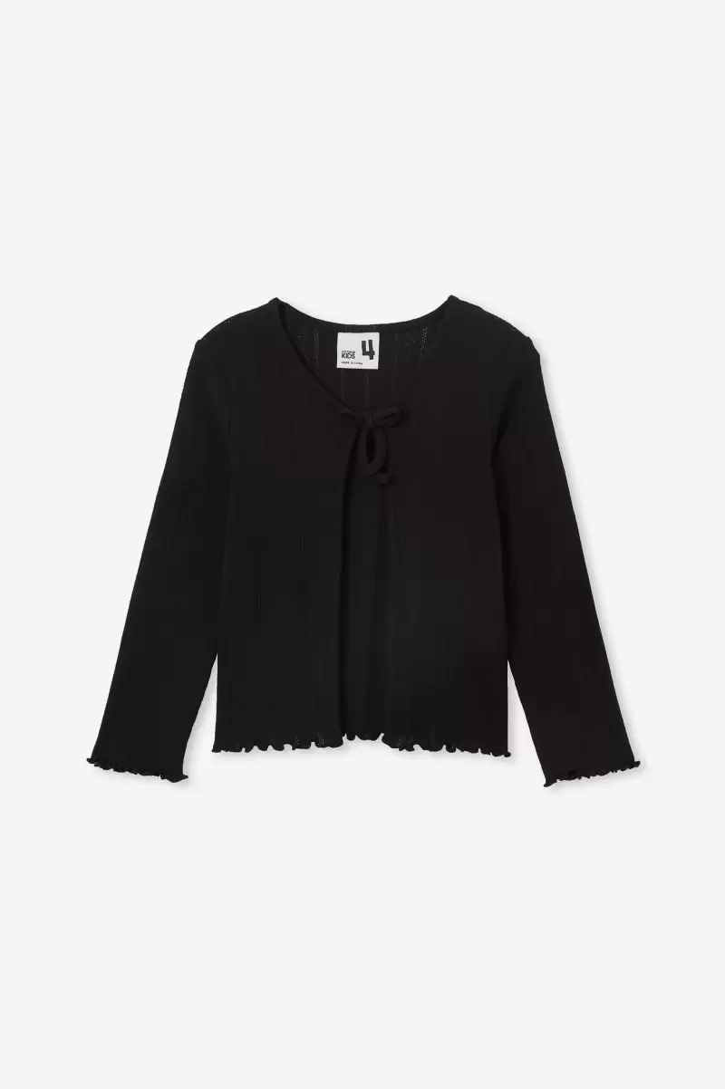 Black High-Quality Cotton On Monique Tie Front Top Girls 2-14 Tops & T-Shirts - 3