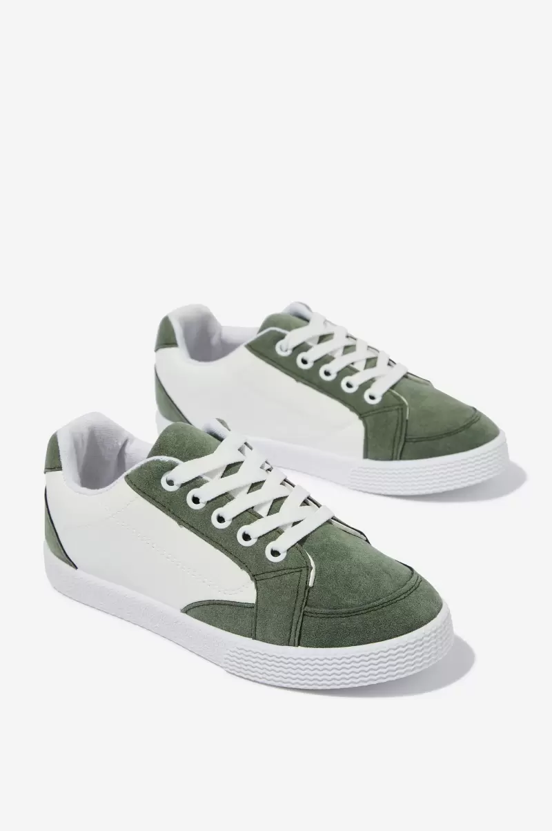 White/Swag Green Teddy Classic Trainer Advanced Girls 2-14 Sneakers Cotton On