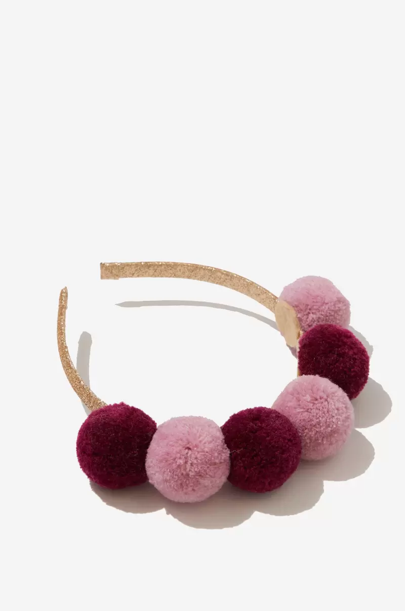 Girls 2-14 Hair Accessories Crushed Berry/Chalky Mauve Trusted Cotton On Pom Pom Headband