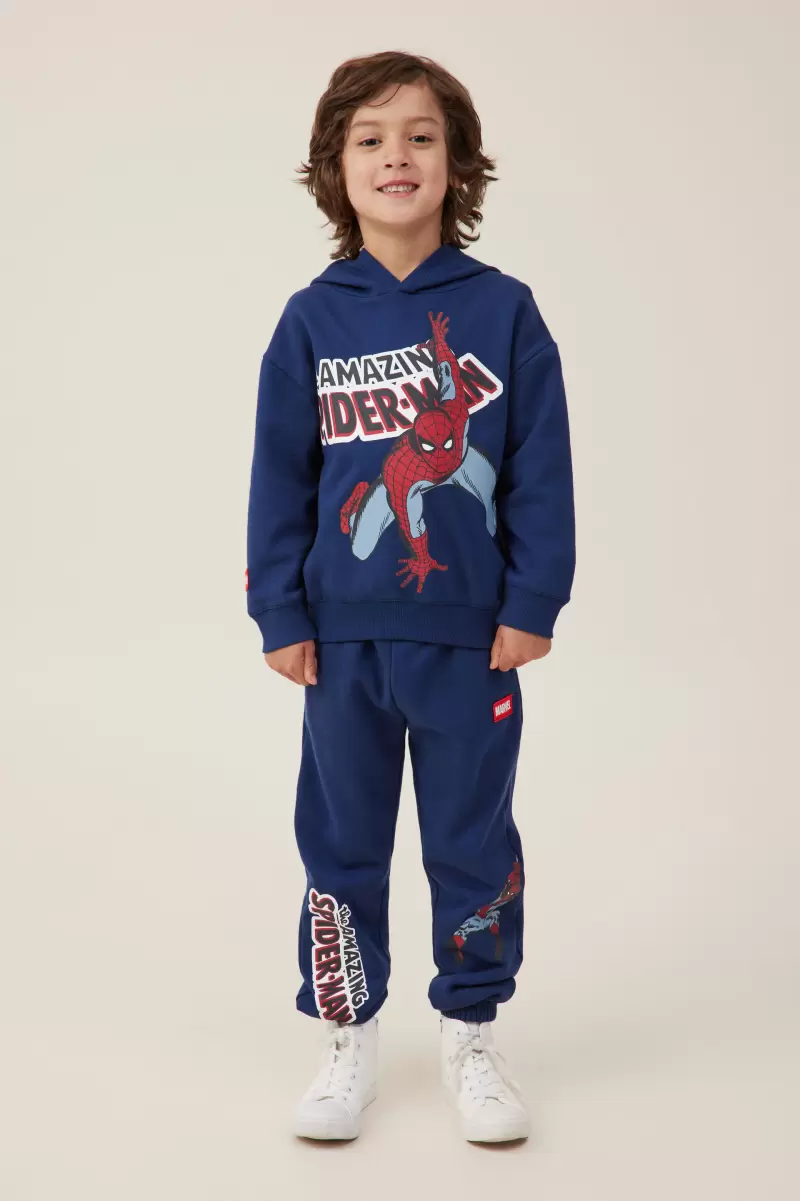 Boys 2-14 Sweatshirts & Sweatpants License Marlo Trackpant Lcn Mar In The Navy/Spiderman Amazing Cotton On Final Clearance