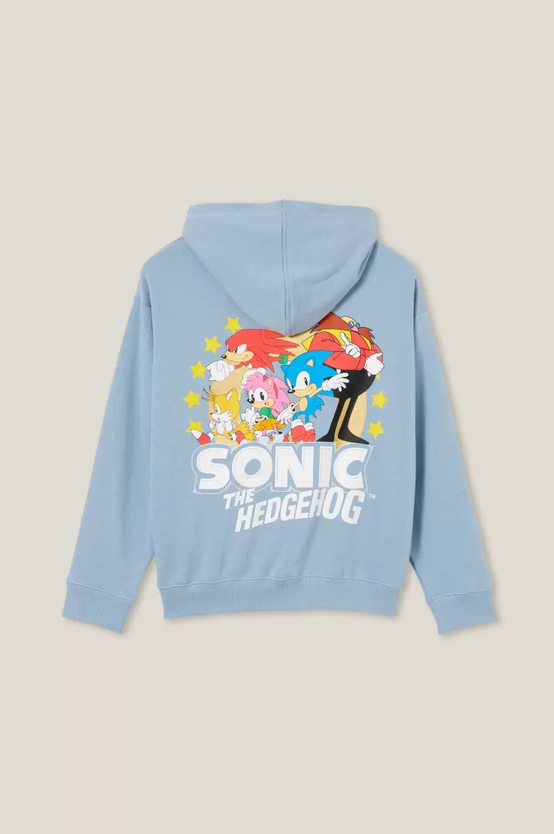 Sweatshirts & Sweatpants License Oscar Hoodie Charming Cotton On Boys 2-14 Lcn Sonic Dusty Blue/Sonic Hedgehog Group - 1