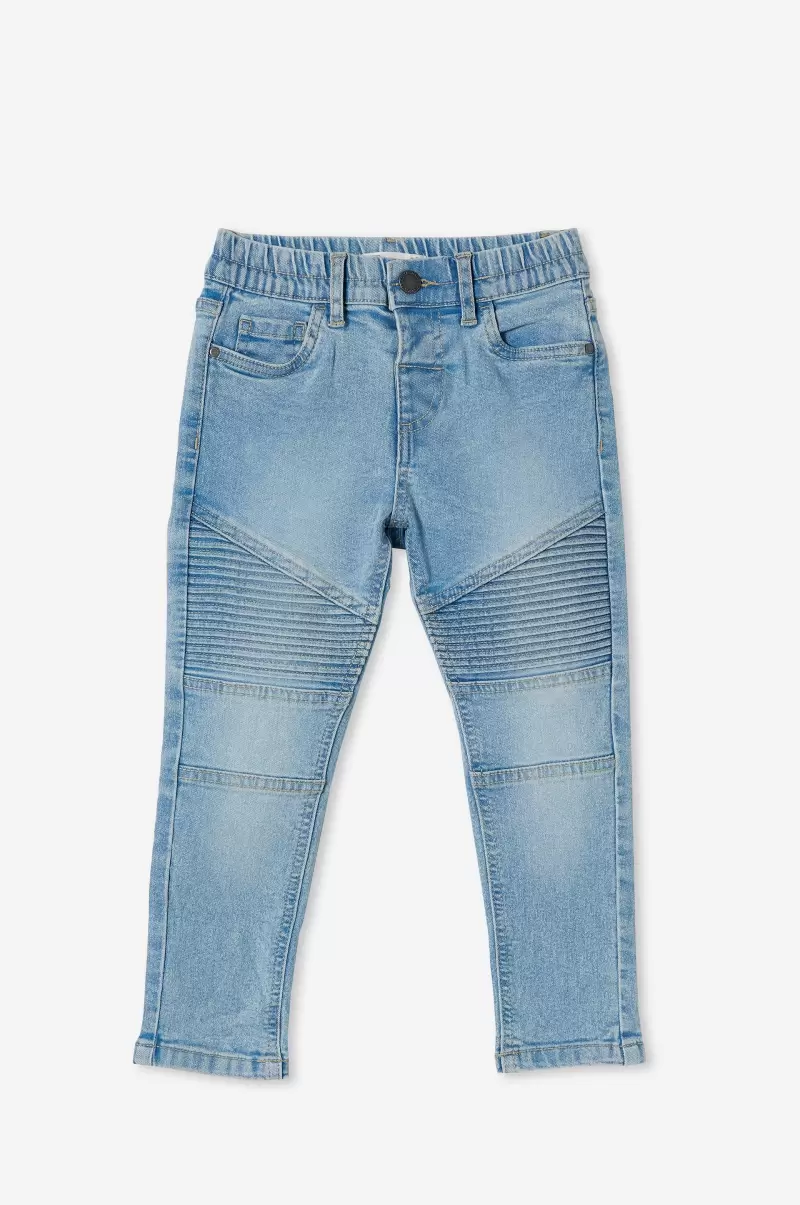 Skinny Fit Moto Jean Cotton On Byron Mid Blue Boys 2-14 Pants & Jeans Manifest - 3