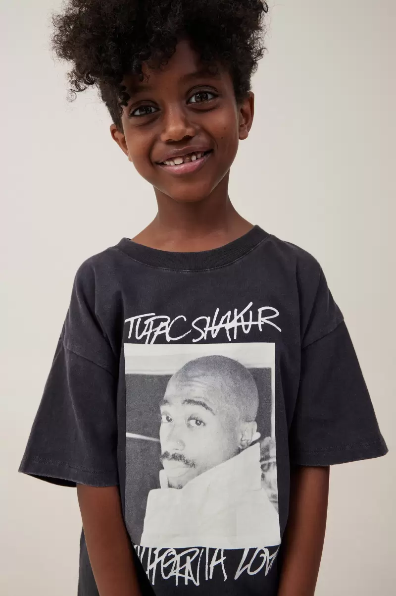 Tops & T-Shirts License Drop Shoulder Short Sleeve Tee Durable Boys 2-14 Cotton On Lcn Bra Phantom/Tupac Face - 2