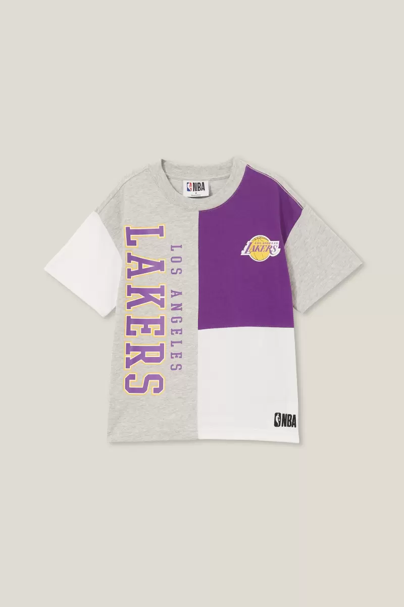 Cotton On License Drop Shoulder Short Sleeve Tee Tops & T-Shirts Boys 2-14 Lcn Nba Fog Grey Marle/Lakers Colour Block 2024 - 3