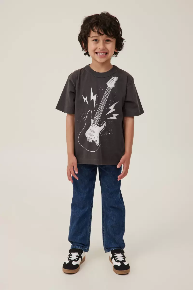 Boys 2-14 Jonny Short Sleeve Print Tee Clearance Tops & T-Shirts Phantom/Guitar Cotton On