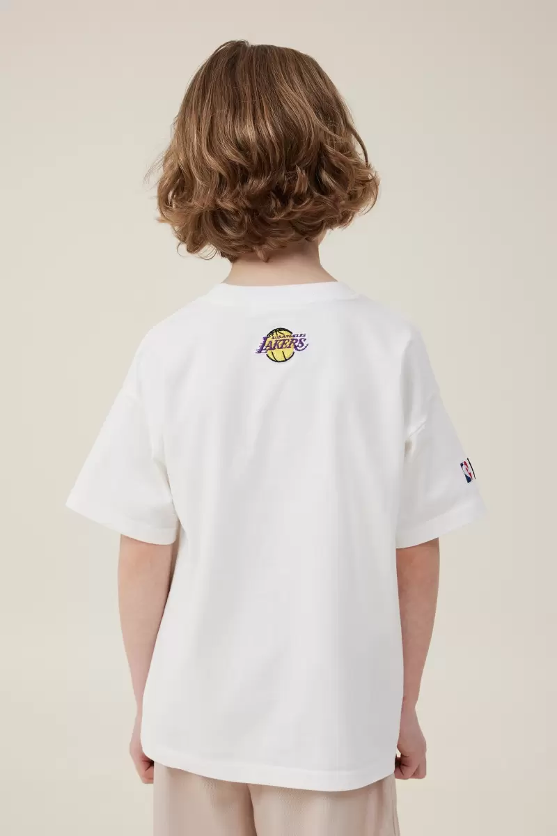 Tops & T-Shirts Boys 2-14 License Drop Shoulder Short Sleeve Tee Cost-Effective Lcn Nba Vanilla/La Lakers Cotton On - 1