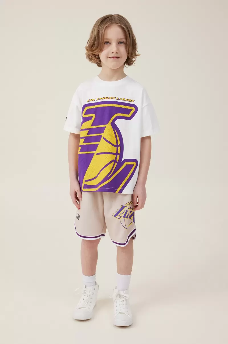 Tops & T-Shirts Boys 2-14 License Drop Shoulder Short Sleeve Tee Cost-Effective Lcn Nba Vanilla/La Lakers Cotton On - 2