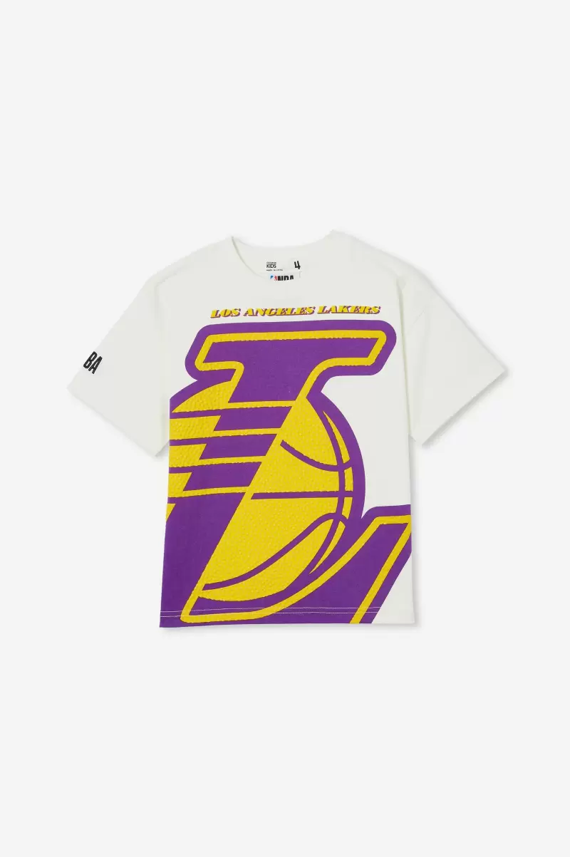 Tops & T-Shirts Boys 2-14 License Drop Shoulder Short Sleeve Tee Cost-Effective Lcn Nba Vanilla/La Lakers Cotton On - 3