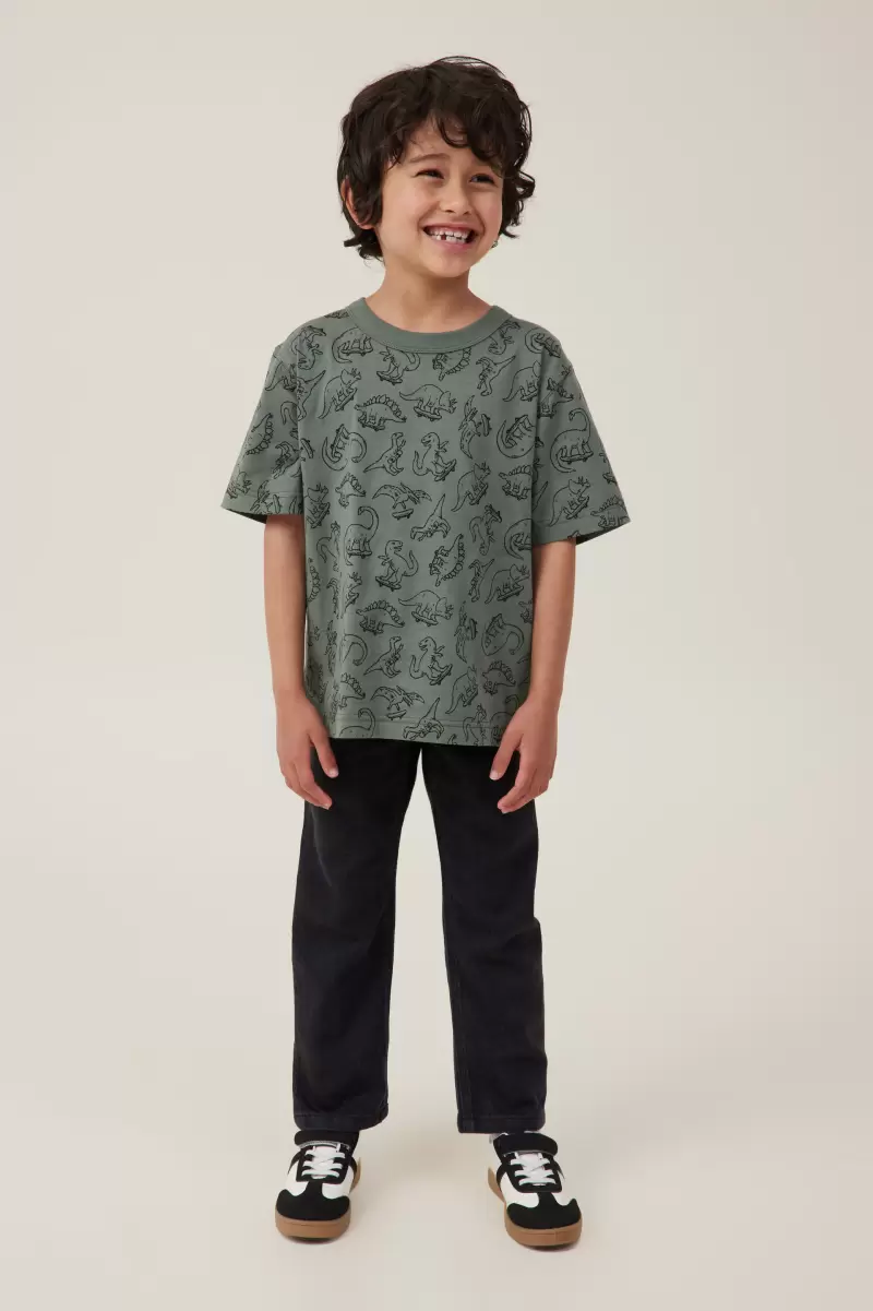 Tops & T-Shirts Swag Green/Dino Yardage Jonny Short Sleeve Print Tee Sleek Cotton On Boys 2-14