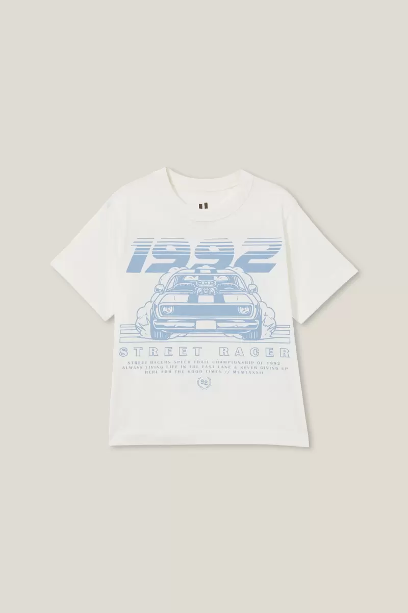 Sale Boys 2-14 Jonny Short Sleeve Print Tee Tops & T-Shirts Cotton On Vanilla/1992 Street Racer - 3