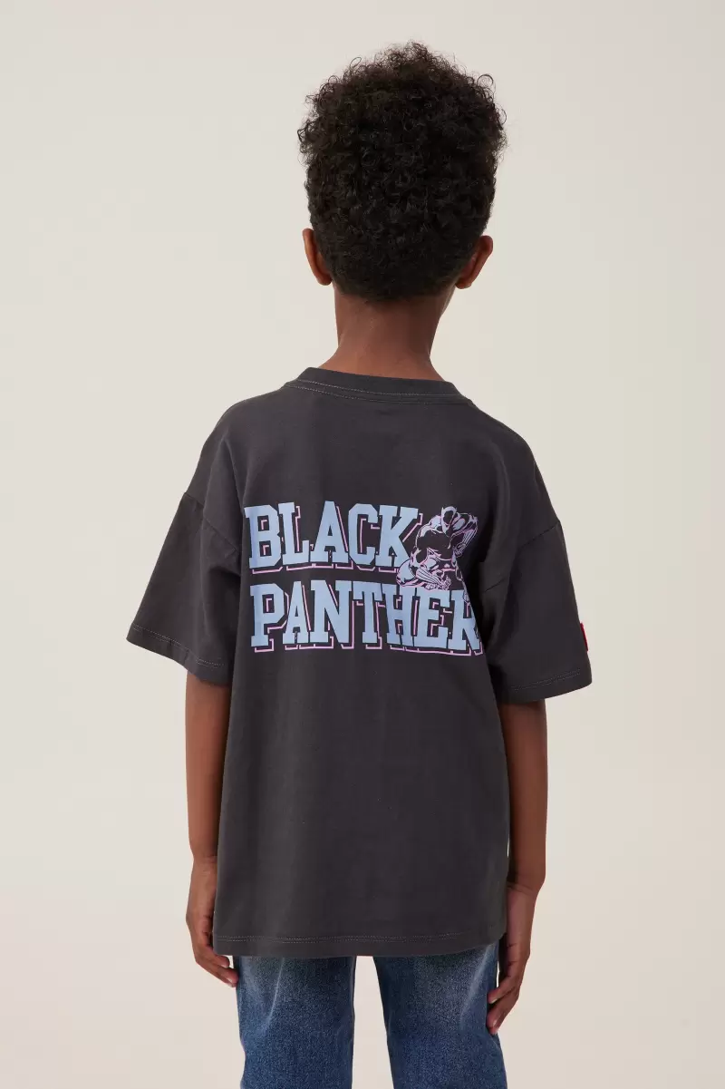 Tops & T-Shirts Tested Cotton On License Drop Shoulder Short Sleeve Tee Lcn Mar Phantom/Black Panther Face Boys 2-14 - 1