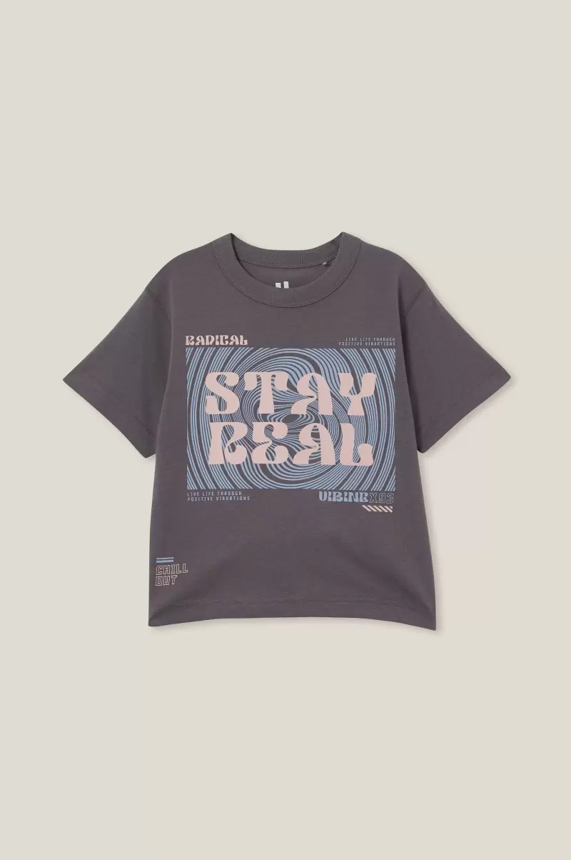 Reliable Jonny Short Sleeve Print Tee Rabbit Grey/Stay Real Boys 2-14 Cotton On Tops & T-Shirts - 3