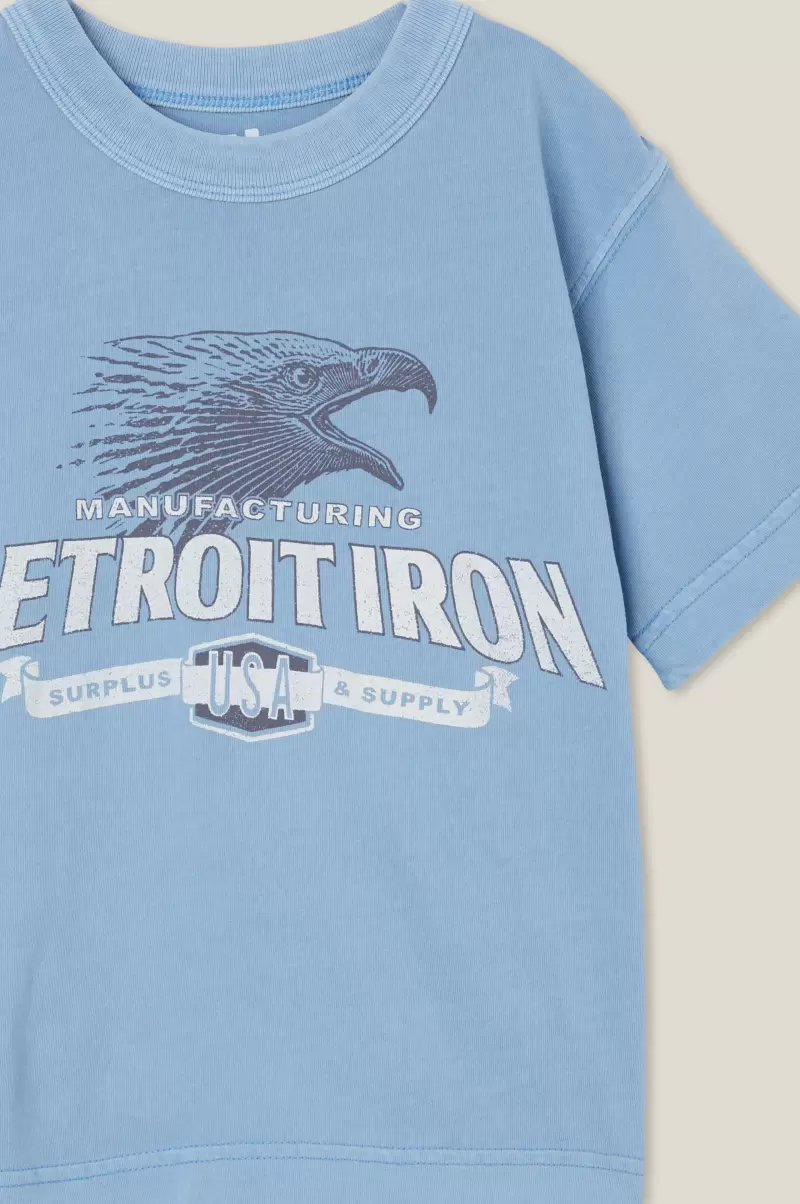Tops & T-Shirts Jonny Short Sleeve Print Tee Dusty Blue/Detroit Iron Cotton On Boys 2-14 User-Friendly