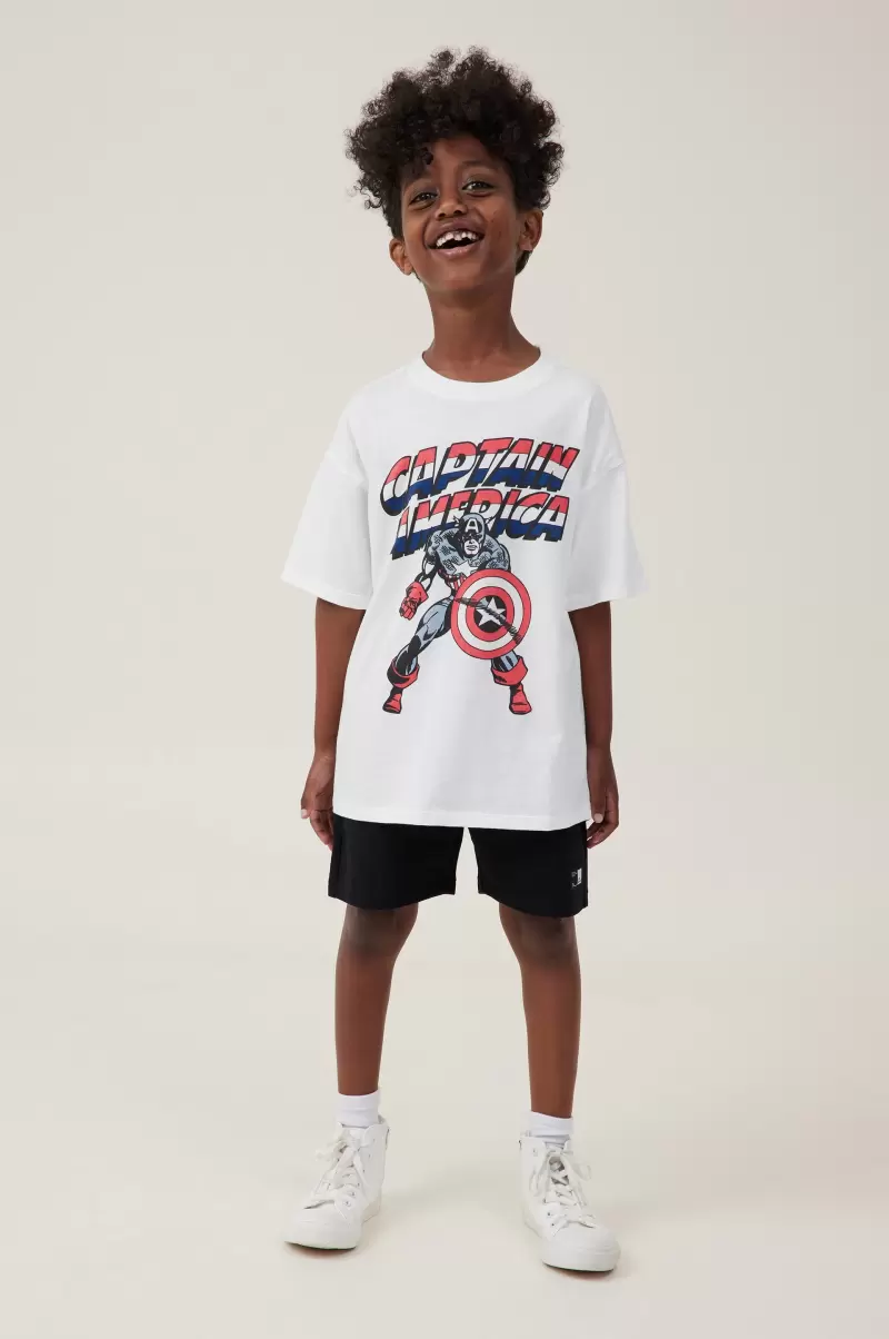 Lcn Mar Vanilla/Captain Amercia Target Tops & T-Shirts License Drop Shoulder Short Sleeve Tee Cotton On Affordable Boys 2-14 - 2
