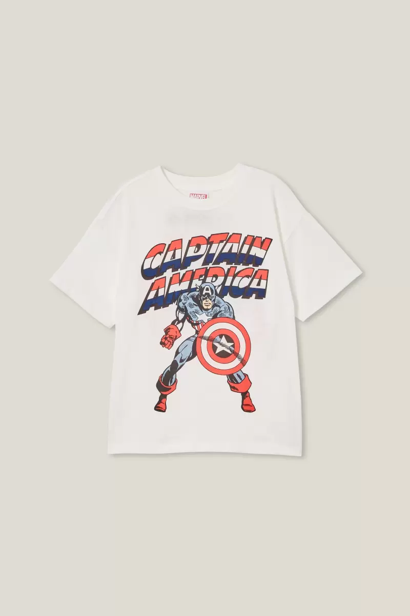 Lcn Mar Vanilla/Captain Amercia Target Tops & T-Shirts License Drop Shoulder Short Sleeve Tee Cotton On Affordable Boys 2-14 - 3