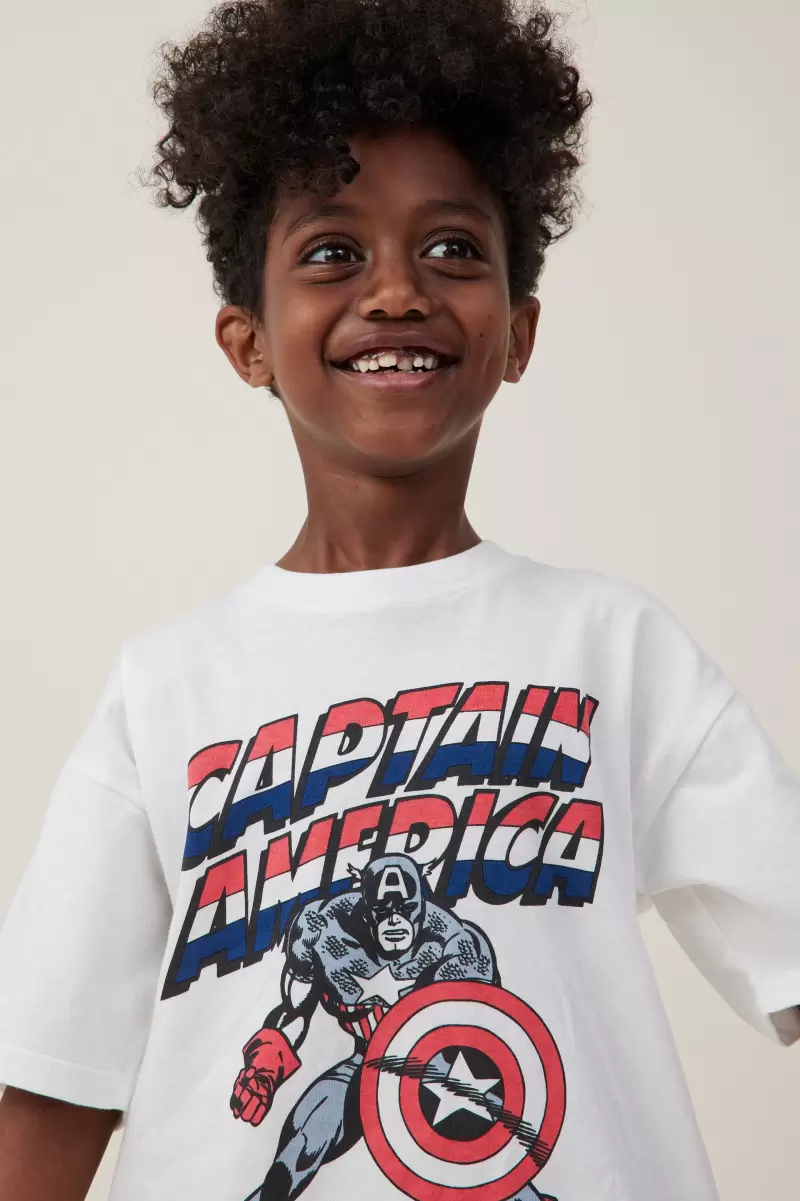 Lcn Mar Vanilla/Captain Amercia Target Tops & T-Shirts License Drop Shoulder Short Sleeve Tee Cotton On Affordable Boys 2-14