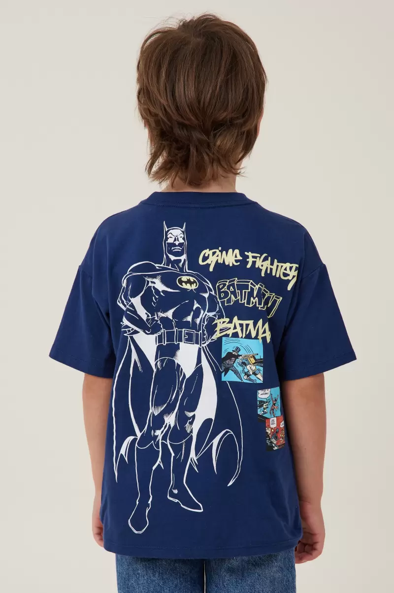 Ingenious License Drop Shoulder Short Sleeve Tee Boys 2-14 Tops & T-Shirts Cotton On Lcn Wb In The Navy/Batman Crime Fighter - 1