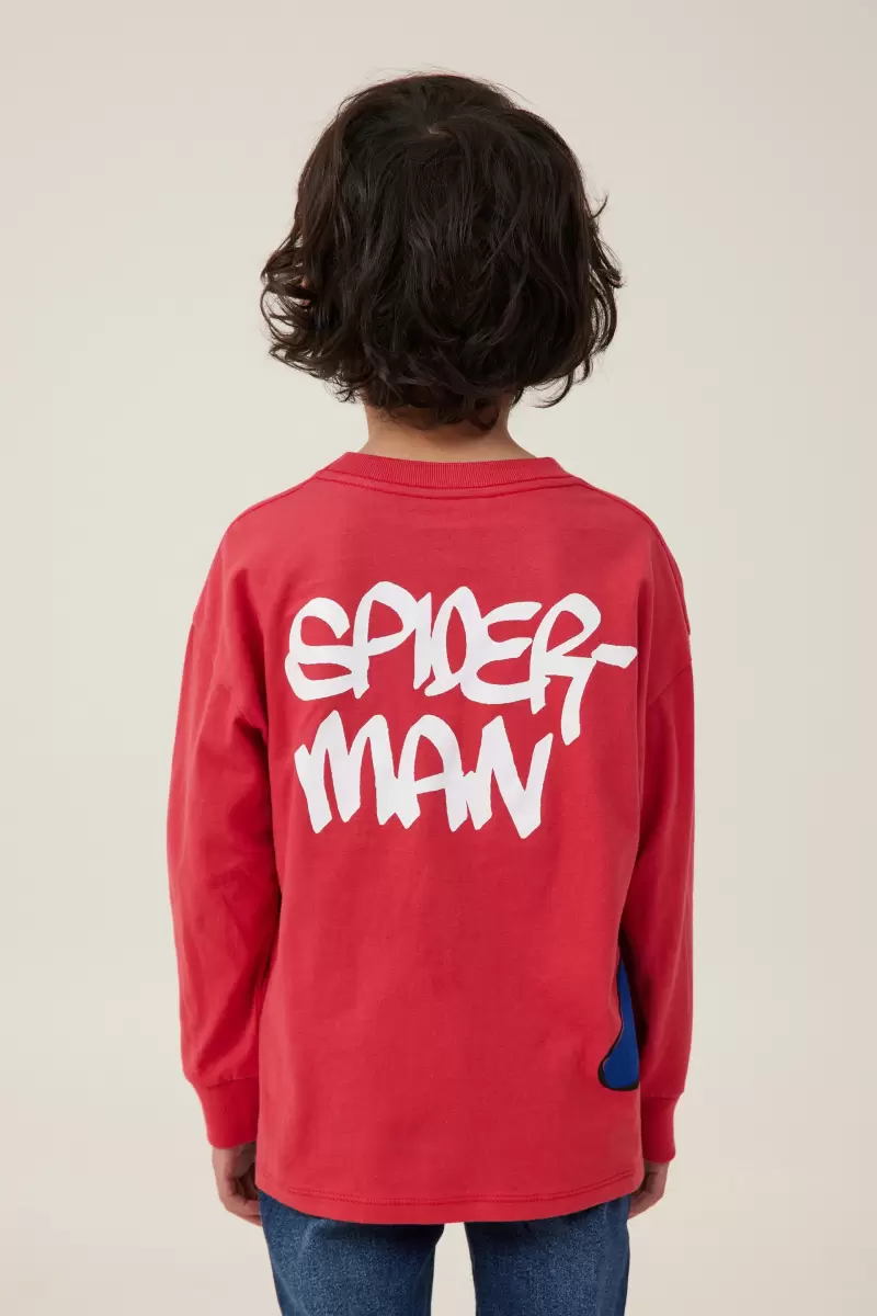 Seamless Tops & T-Shirts Cotton On Boys 2-14 Lcn Mar Lucky Red/Spiderman License Long Sleeve Tee - 1