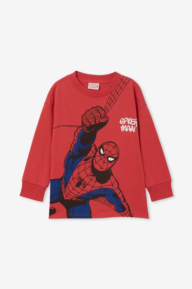 Seamless Tops & T-Shirts Cotton On Boys 2-14 Lcn Mar Lucky Red/Spiderman License Long Sleeve Tee - 3