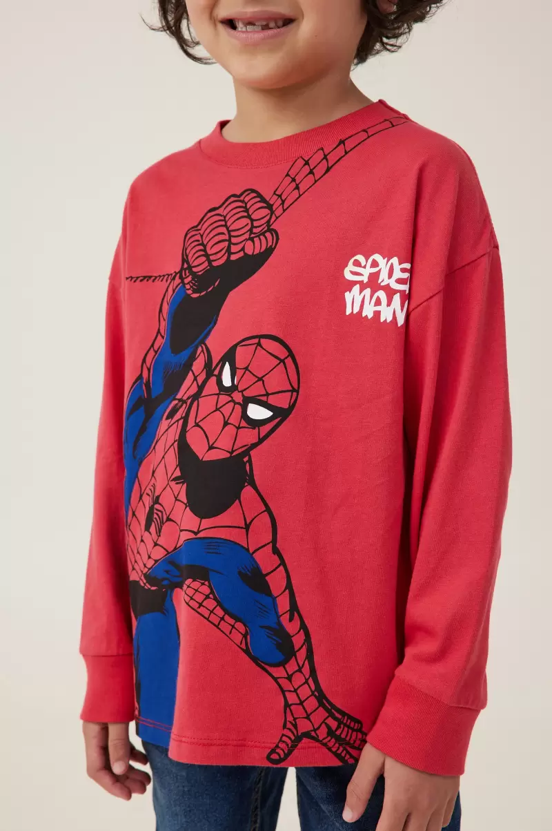 Seamless Tops & T-Shirts Cotton On Boys 2-14 Lcn Mar Lucky Red/Spiderman License Long Sleeve Tee