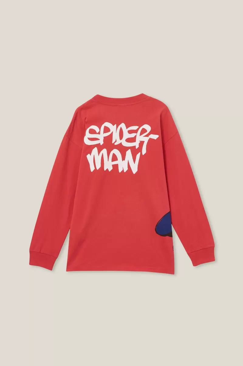 Spacious License Luke Long Sleeve Tee Cotton On Boys 2-14 Lcn Mar Lucky Red/Spiderman Tops & T-Shirts - 1